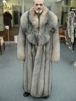 Mans Mens SPECTACULAR CRYSTAL FOX Floor Length COAT  