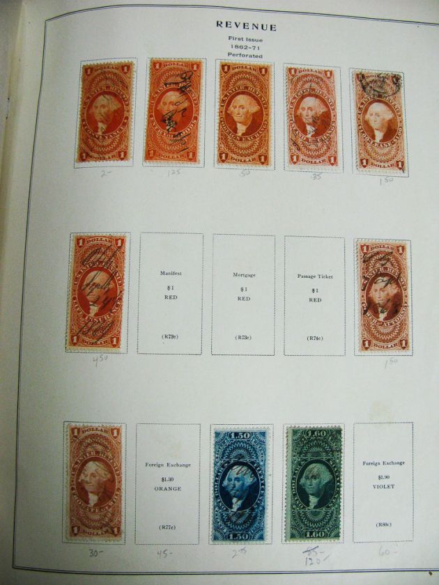 US Stamps Revenue Choice Early Collection Cat $12,000  