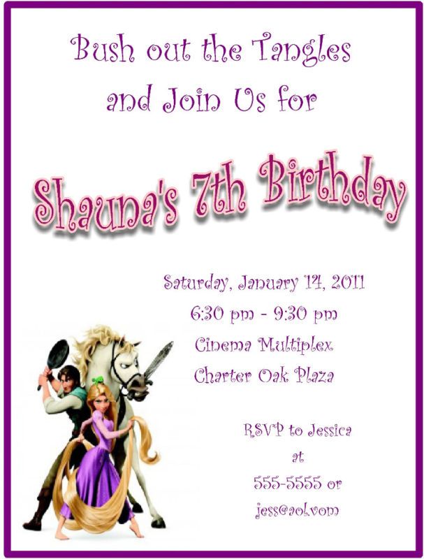 Tangled Birthday Party Invitation Holiday Rapunzel Card  