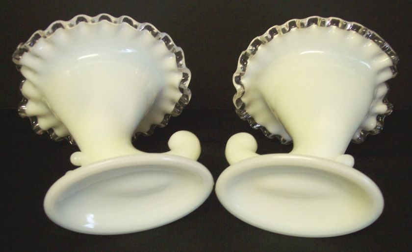 Fenton Silvercrest Cornucopia 951 Candleholders Pair  