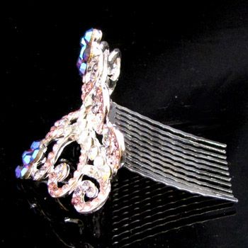   SHIPPING purple Austrian rhinestone dual side hair comb tiara  