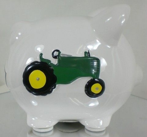 Personalized Kids Small Piggy Bank   CONSTRUCTION FARM  