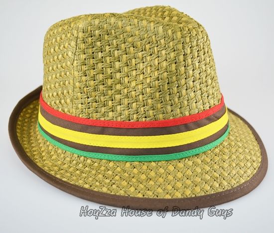 Mens Rasta Summer Cool Fedora Made of 100% paper straw Hat S/M & L/XL 