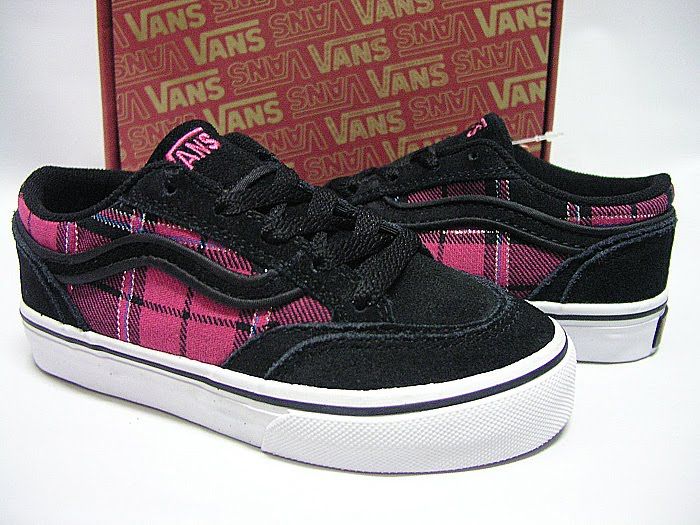 VANS COPLEY BLACK PINK PLAID KIDS US SIZE 12.5, 17.5 CM  