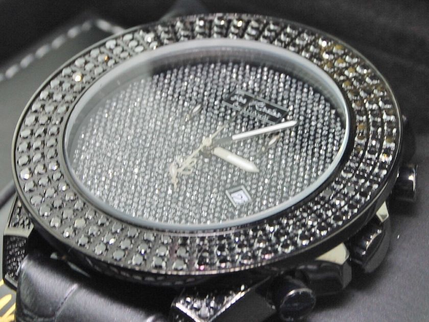 MENS JOE RODEO 3 ROW CUSTOM BLACK DIAMOND WATCH 6.75 CT  