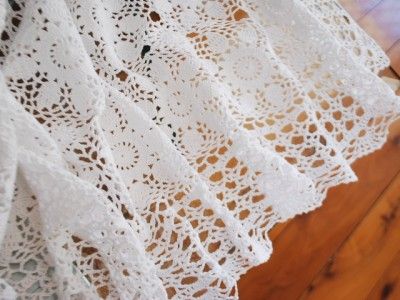 Hand Crochet Floral Table Runner 44x156cm Oval White  
