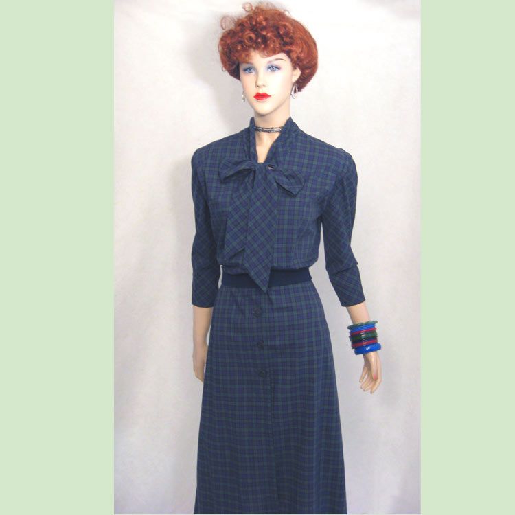 VINTAGE 50s SCOTTISH PLAID DAY HOUSE PARTY DRESS XL 1X  