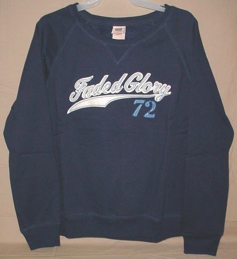 Faded Glory L/S Crew Navy Sweatshirt, Med (8/10) New  