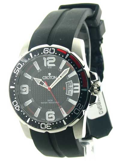 Croton Rubber Rotating Bezel Mens Watch CA301205BSRD  