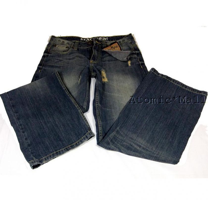 Men Machine Blue Jeans Distressed & Destroyed 30x30  