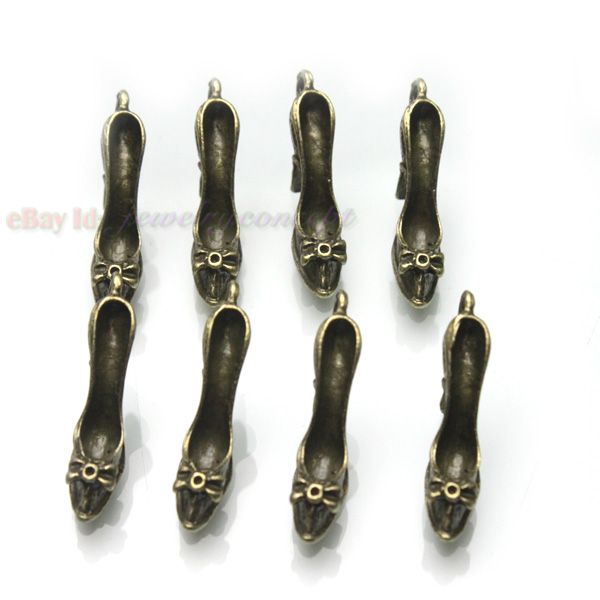   Bronze Plated High heel Shoes Charms Dangle Pendant 25mm 140215  