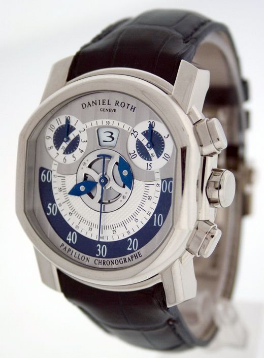 Daniel Roth Papillon Chronographe 18k White Gold Watch.  