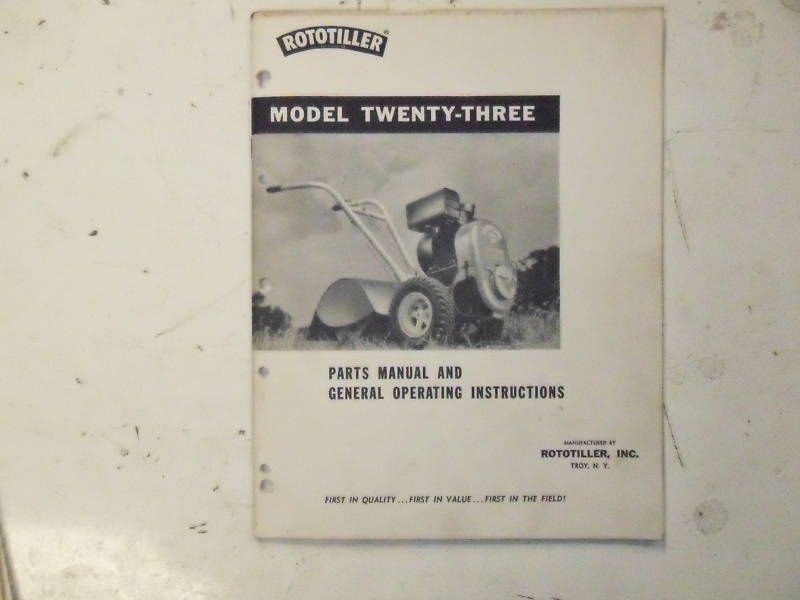 Original Troy Rototiller Parts Manual 1950s Model 23  