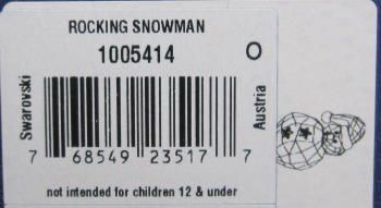 SWAROVSKI 2010 CHRISTMAS Rocking Snowman NIB  