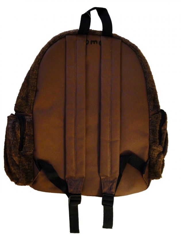 NEW Domo Plush Fur Monster Backpack Brown Super Cute  
