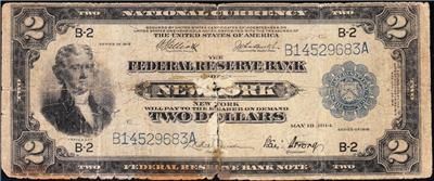 BARGAIN 1918 $2 New York BATTLESHIP Note Low Grade  