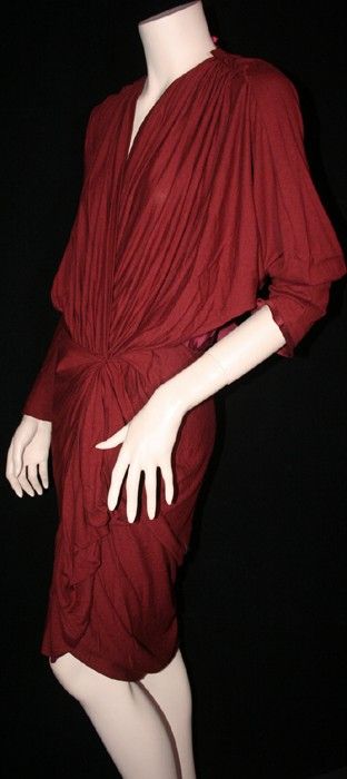 NWT $2445 LANVIN Draped Jersey Wool Blend Dress Bordeaux Red Sz 8 10 