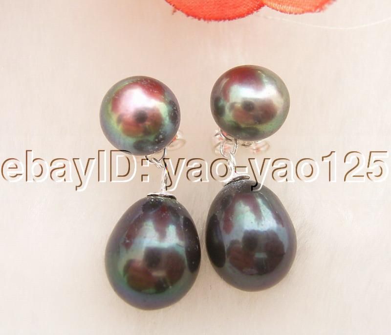 WOW Black Pearl Earring 925 Silver Hook  