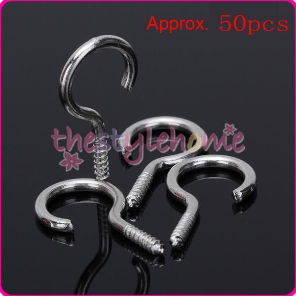   Silver Screw Hook Eye House Curtain Net Wire Metal Cup Hook  