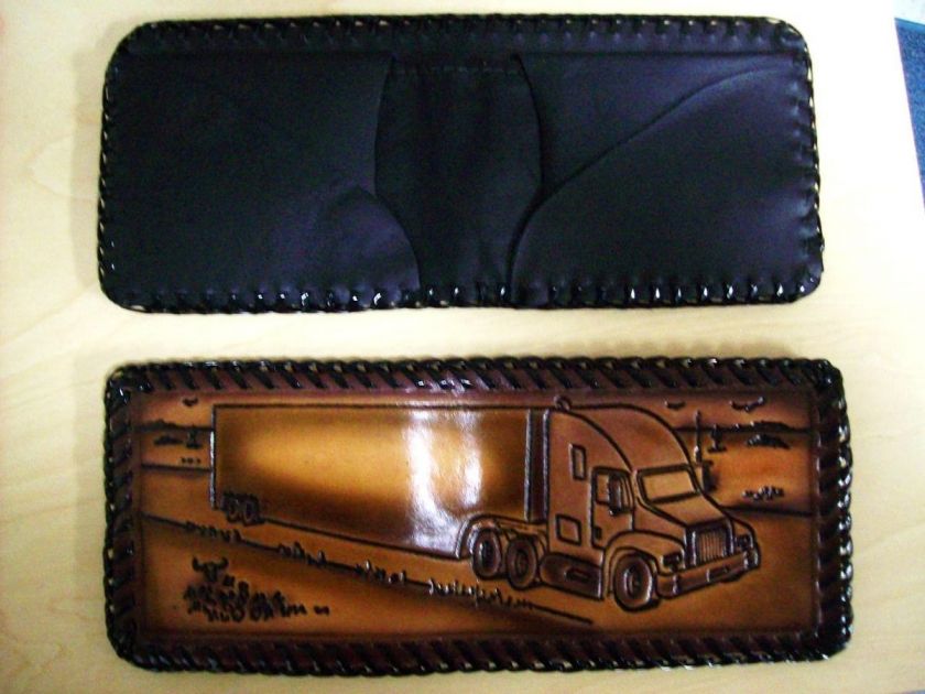 Hand made Laced Prison Wallet Tooled Leather Rebel Deer  