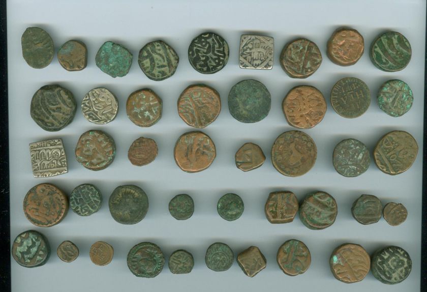 INDIA, 44 Crude Bronze 19th century Dump Coins  