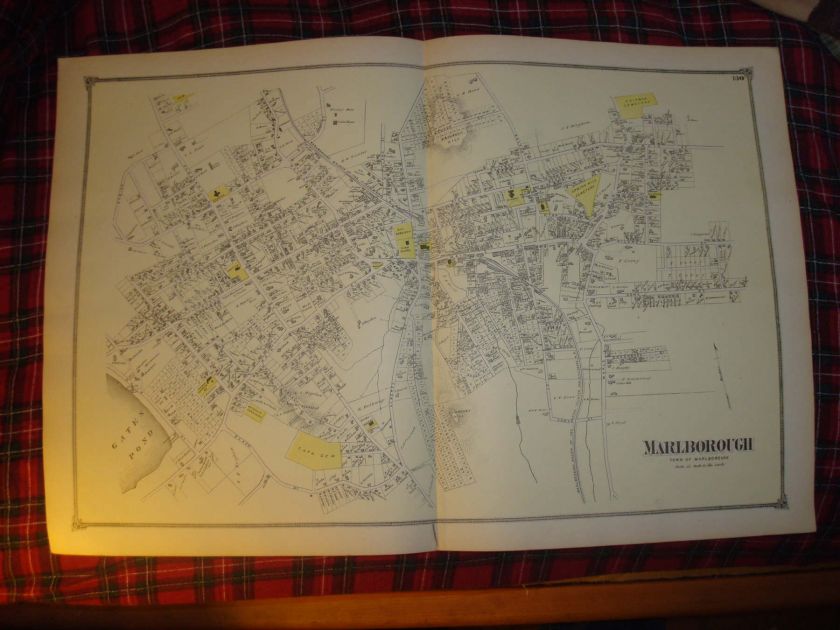 MARLBOROUGH MARLBORO MASSACHUSETTS ANTIQUE MAP MINT NR  