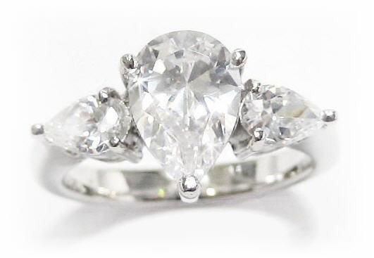 Item 3CT 3 Stones Pear Shape Russian Simulated Diamond Ring Sz 9