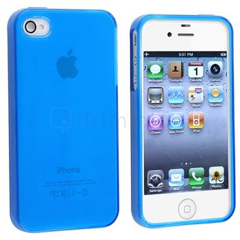 BLUE GEL SKIN COVER CASE For iPhone 4 4S 4G 4GS G 4th IOS  