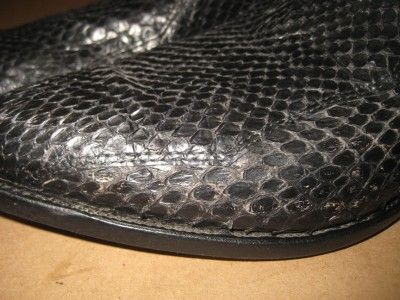 LARRY MAHAN Vintage Rare Black Leather Exotic Snakeskin Cowboy Boots 