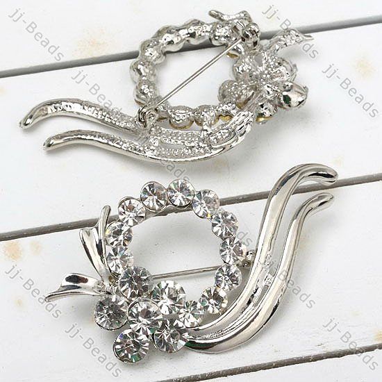 Crystal Rhinestone Glass Floral Alloy Brooch Pin 1Pc  