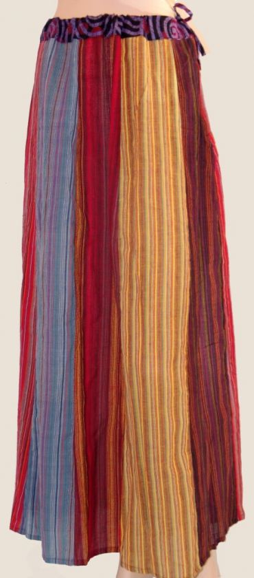 Beautiful long skirt made from a unique hand loomed soft cotton 