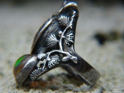 CARL SCHON CAST STERLING SILVER OWL RING JELLY BELLY  