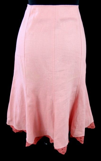 FLIRTY New ELEVENSES Anthropologie PINK Linen LACE TRIM Tulip DRESS 