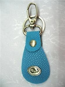 GENUINE STINGRAY SKIN LEATHER LIGHT BLUE KEYCHAIN  