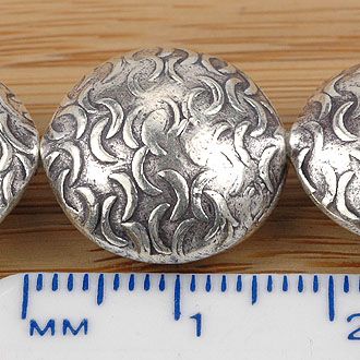 HIZE SB691 Thai Karen Silver 4 WAVY LENTIL Beads 16mm  