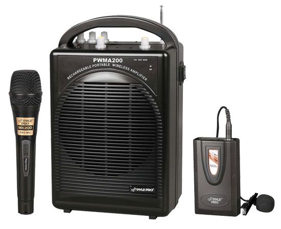   Portable PA System with Wireless Lavalier/Headset MIC and 1 Wired Mic