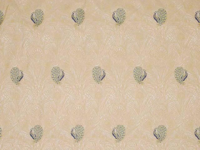 Cream Peacock Embroidered Drapery Upholstery Fabric  