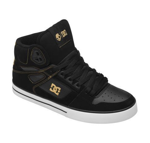 MENS DC SPARTAN HIGH WC SK SKATE SHOES NIB BLACK/METALLIC GOLD SKULL 