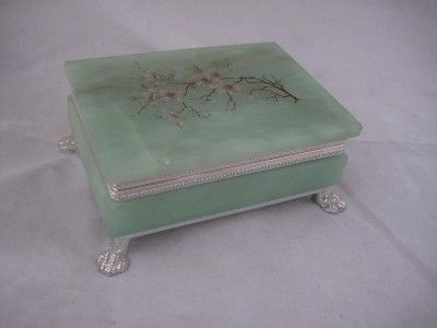 Vintage Made In Italy Alabaster Painted Jewelery Box  