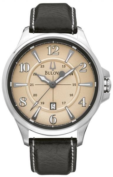 Bulova Adventurer Leather Band Mens Watch 96B136  