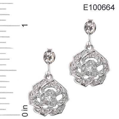 Pave Setting Drop Earrings w/ CZ & Swarovski Crystals  