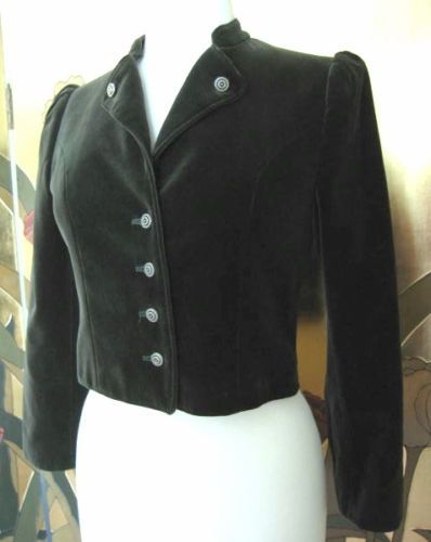 VINTAGE OLIVE VELVET ALPINE CROPPED JACKET~ALPHORN~S  