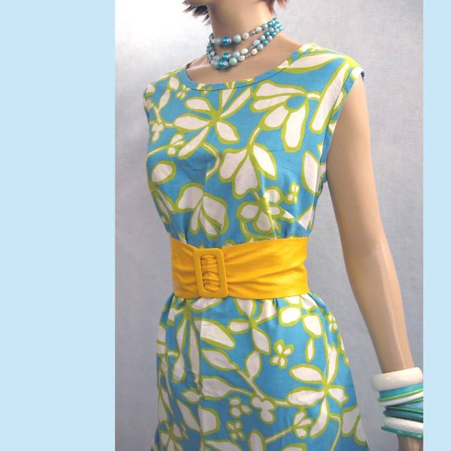 VINTAGE 50s 60s MOD FLOWER POWER PLAY PARTY DRESS L XL  