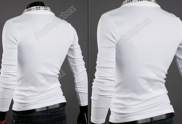 New Casual Mens Stylish Long Sleeve Checked T Shirt Jacket Fit Coat 