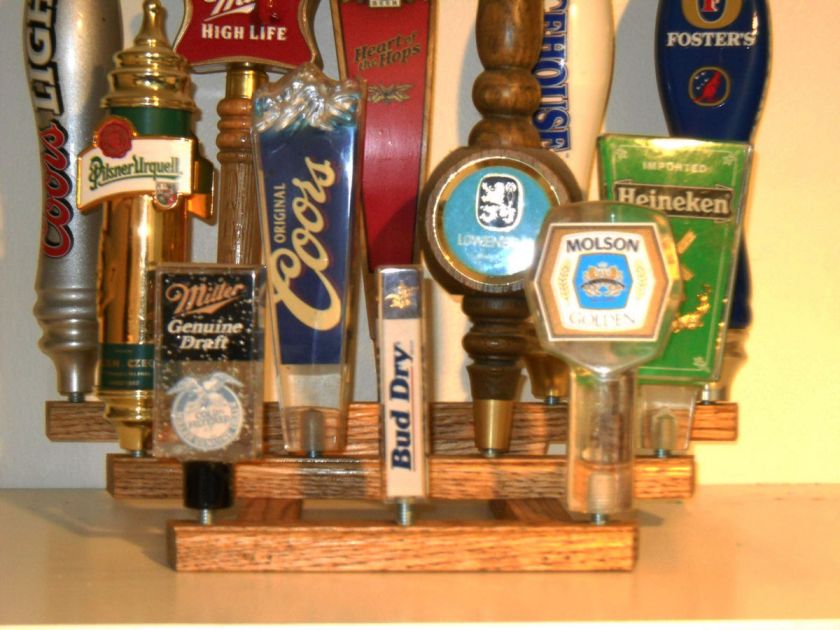 SOLID OAK 12 BEER TAP HANDLE HOLDER **** SHIPS FREE *****  