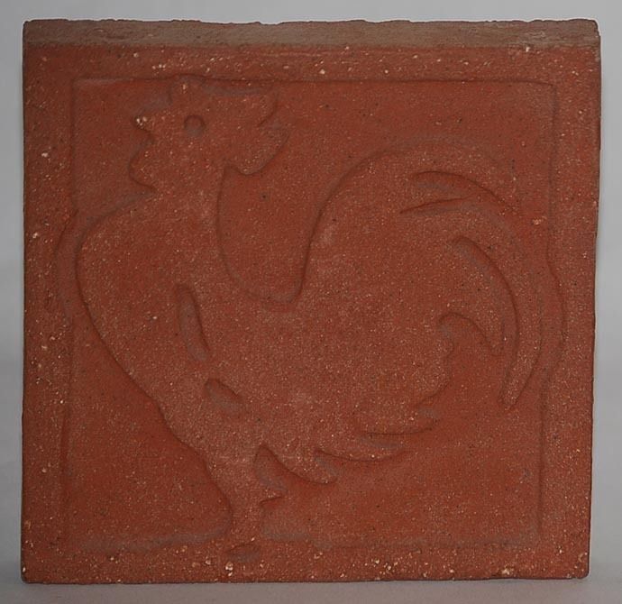 Grueby Pottery Terra Cotta Rooster Tile  