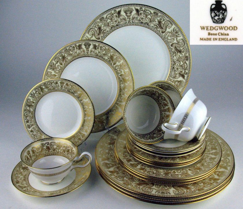 20 PIECE SET Wedgwood FLORENTINE GOLD W4220 4x5 PC PLACE SETTINGS 