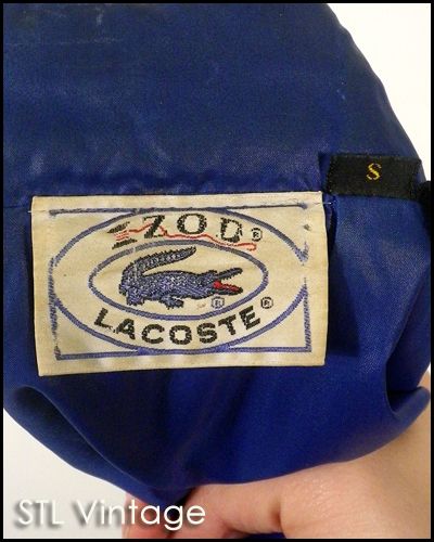 vtg 80s retro IZOD LACOSTE royal blue LINED JACKET WINDBREAKER HOODED 