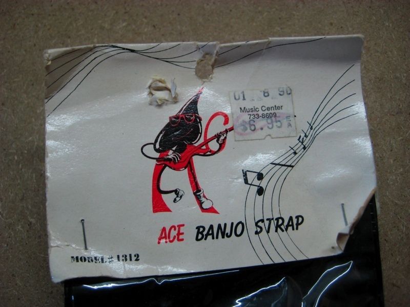 Vintage 1960s Hippie Ace banjo Strap is mint in its original package 