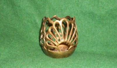   SMALL BRASS VOTIVE OPEN WORK CANDLE HOLDER MADE IN INDIA  